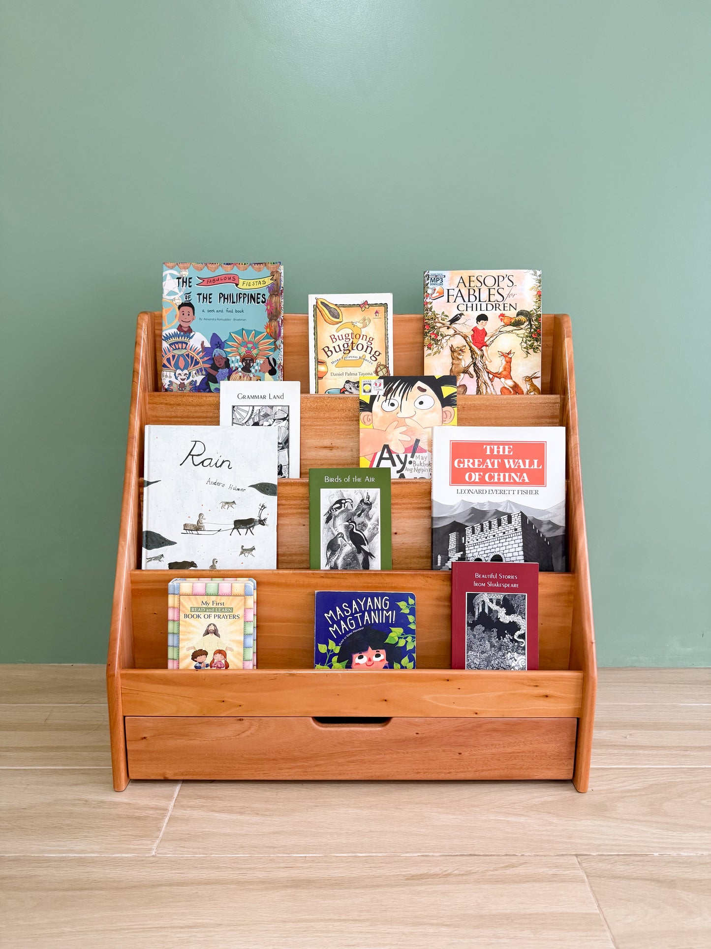 Front-Facing Bookshelf with Dual Storage