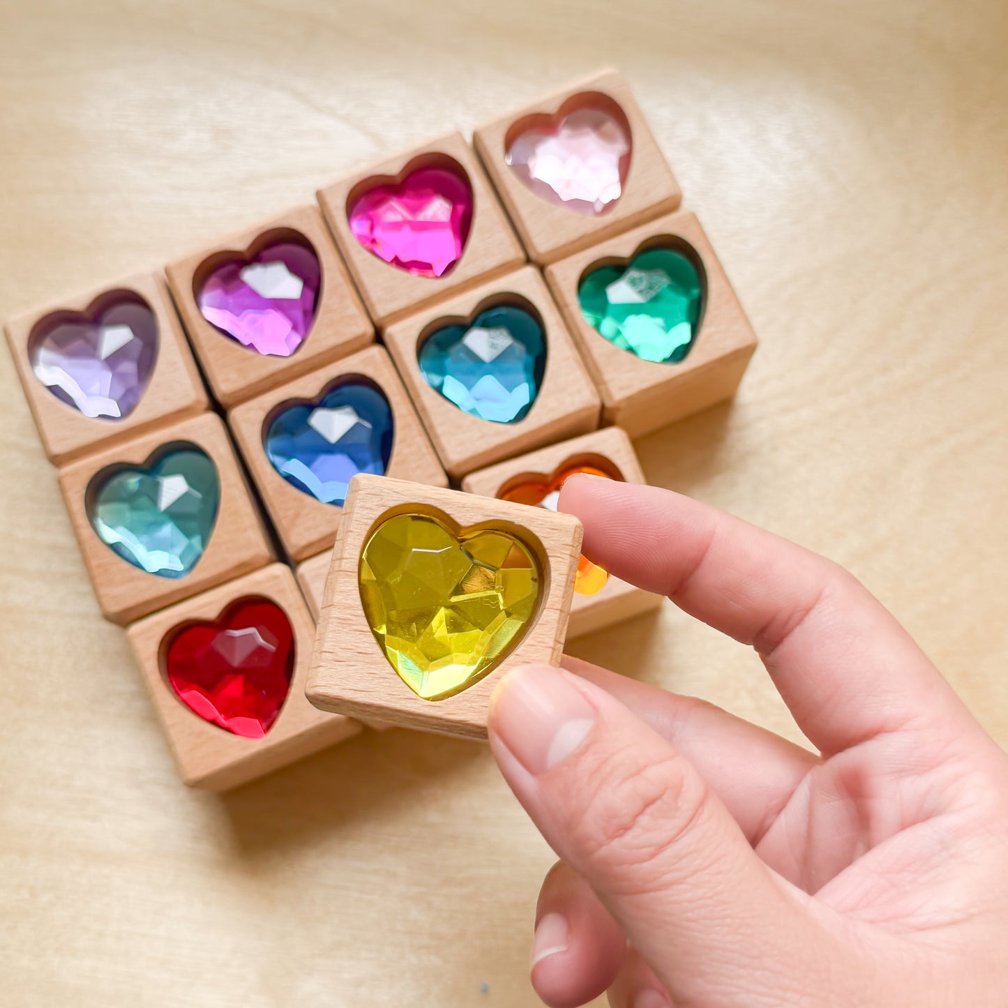 Set of 12 Cube Gem Blocks - Heart